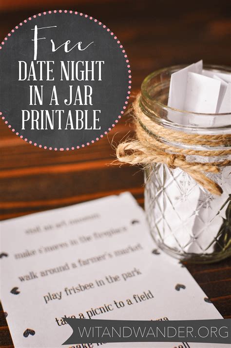 Date Night Jar Ideas Printable